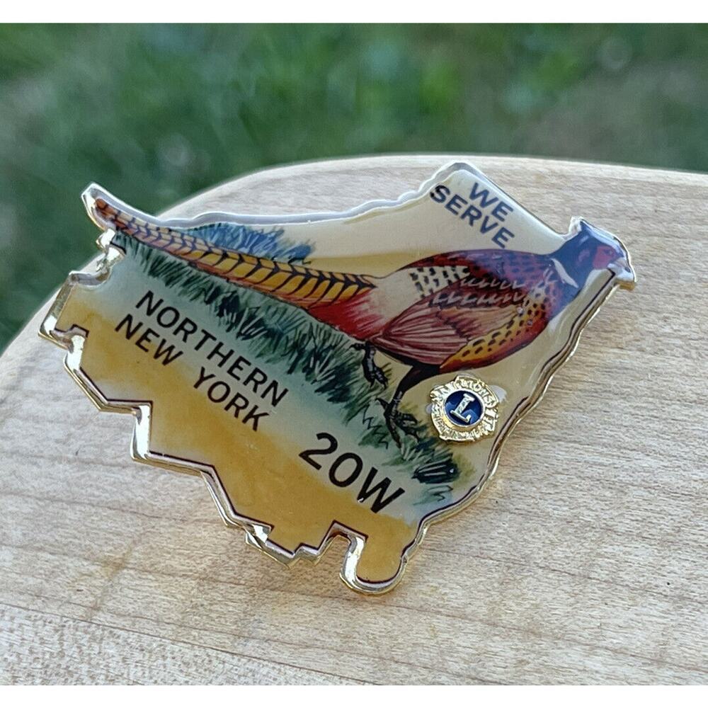 Lions Club Lapel Pin We Serve 20W‎ Northern NY Pheasant 1987-88 Wildlife